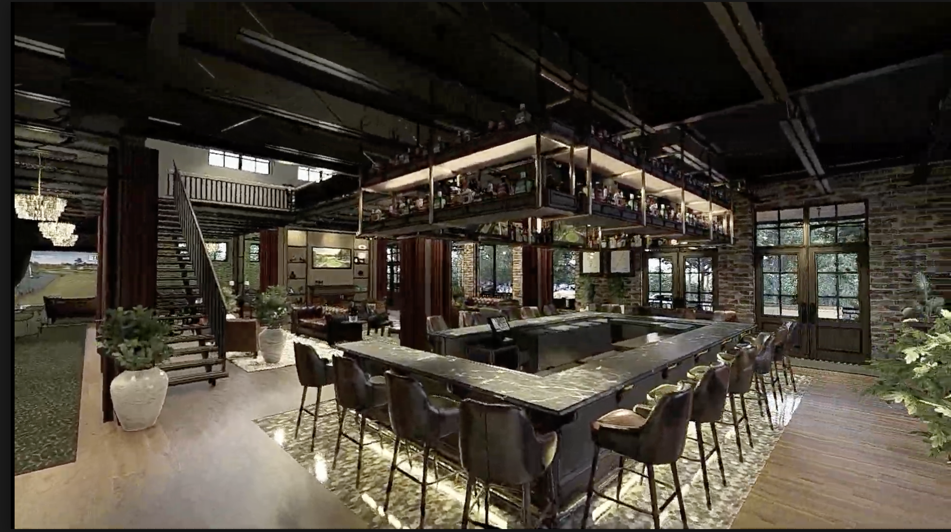 Interior rendering of the Six Social bar